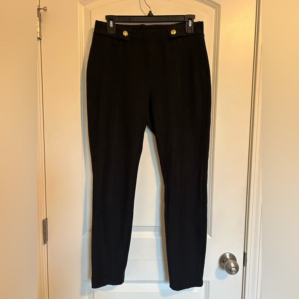Michael Kors Black skinny leg Trousers with gold buttons
